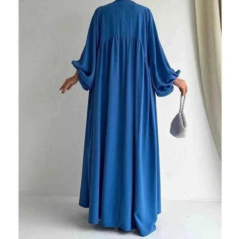 Luxury Two-Piece Modest Set – Open Abaya & Inner Maxi Dress -  Green / S -  Abaya Vida