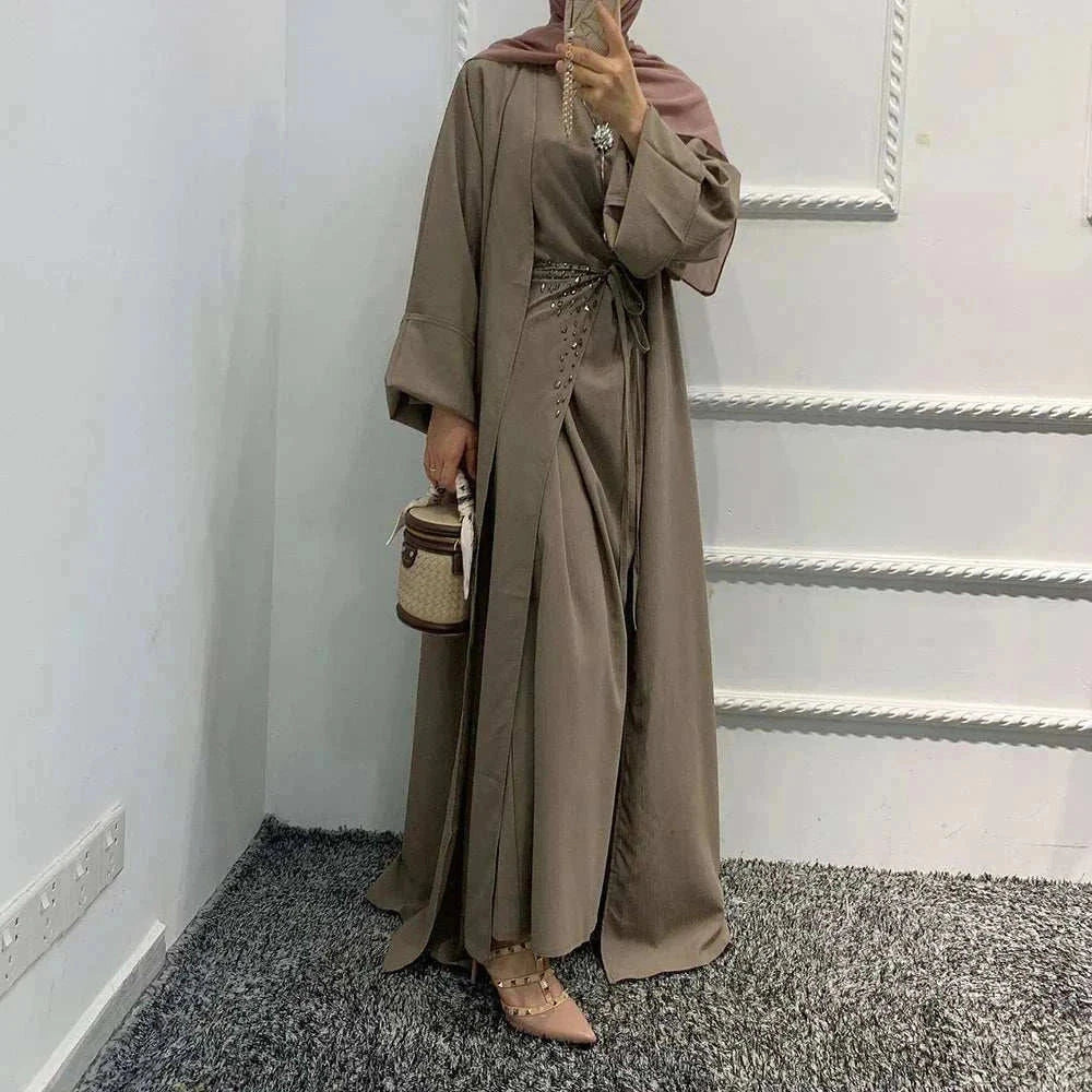 Majestic Open Abaya – Luxury Open Butterfly Maxi Occasion -  Coffee With Hijab / S -  Abaya Vida