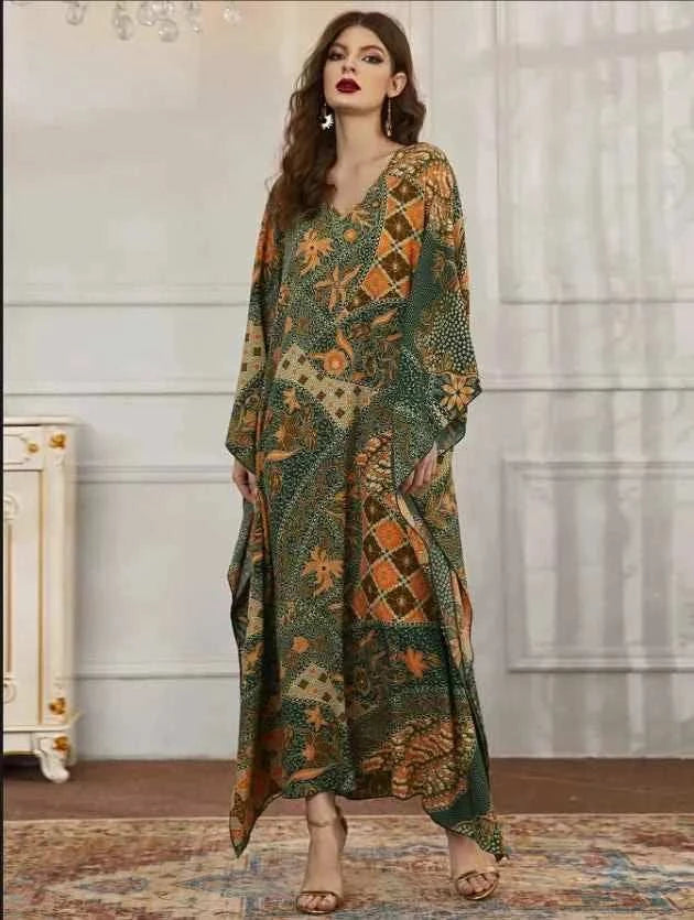 Moroccan Print Abaya – Lightweight Vibrant Print Modest Abaya -  S -  Abaya Vida