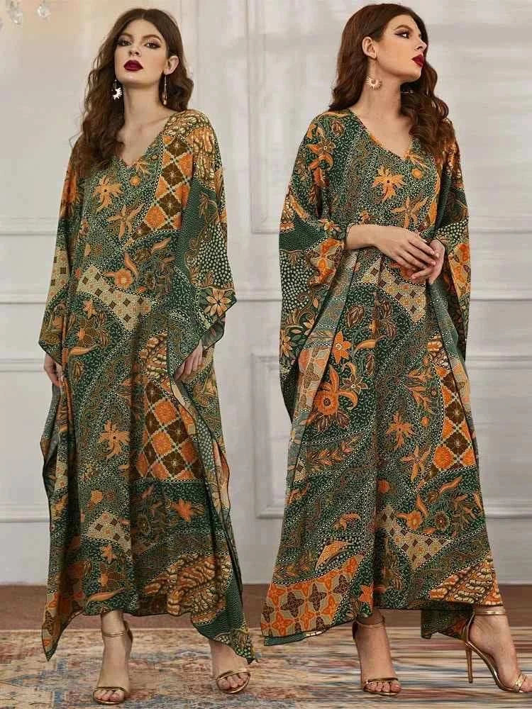 Moroccan Print Abaya – Lightweight Vibrant Print Modest Abaya -  S -  Abaya Vida