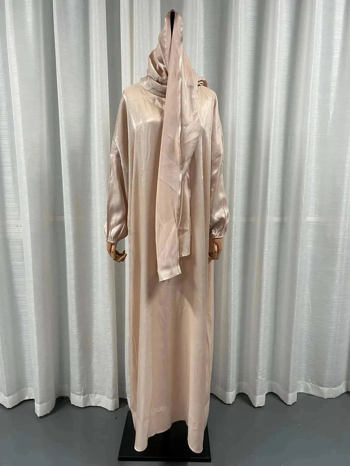 Noor Shimmer Shoulder Abaya – Festive Glitter Abaya -  Apricot -  Abaya Vida