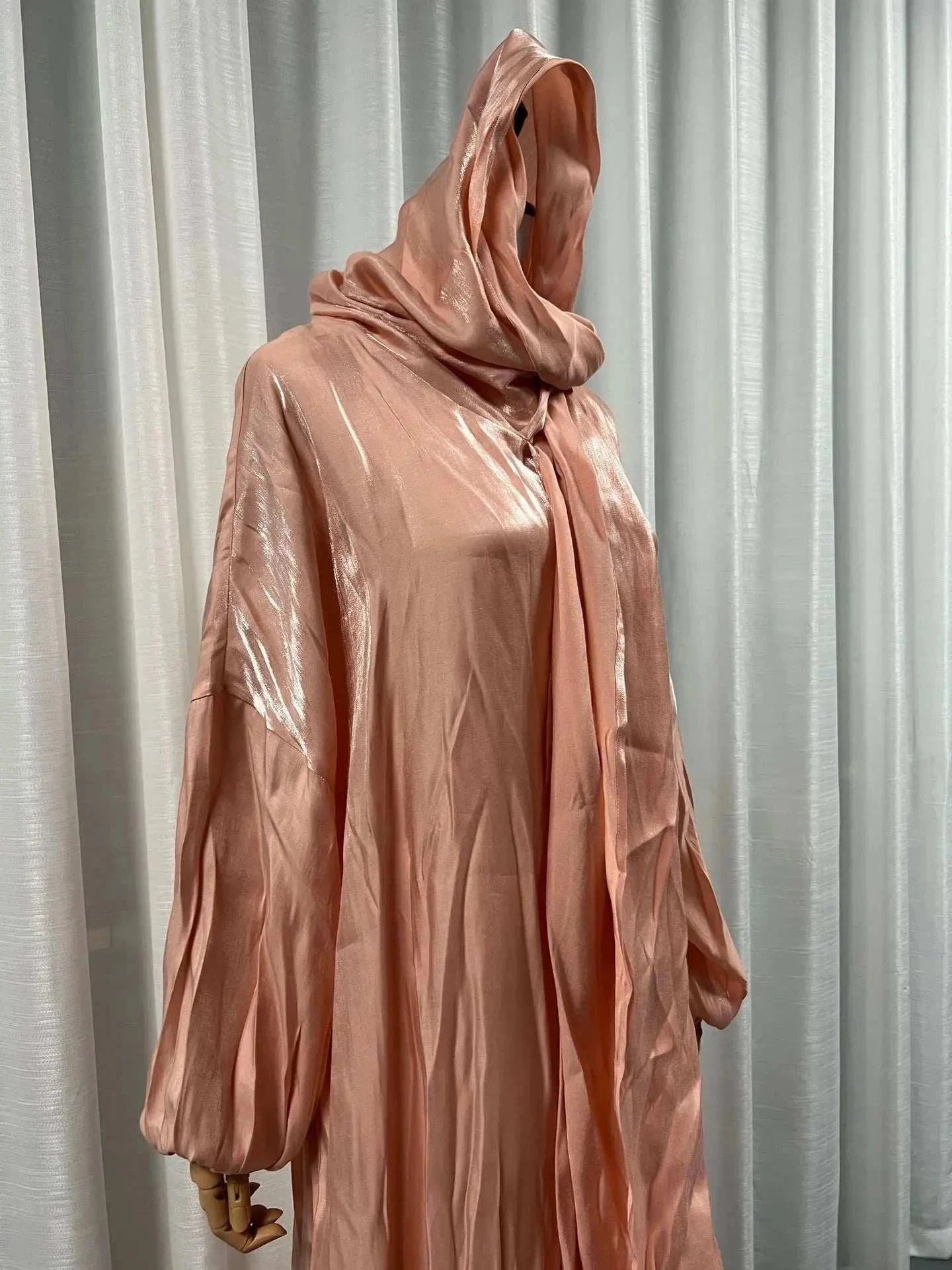 Noor Shimmer Shoulder Abaya – Festive Glitter Abaya -  Apricot -  Abaya Vida