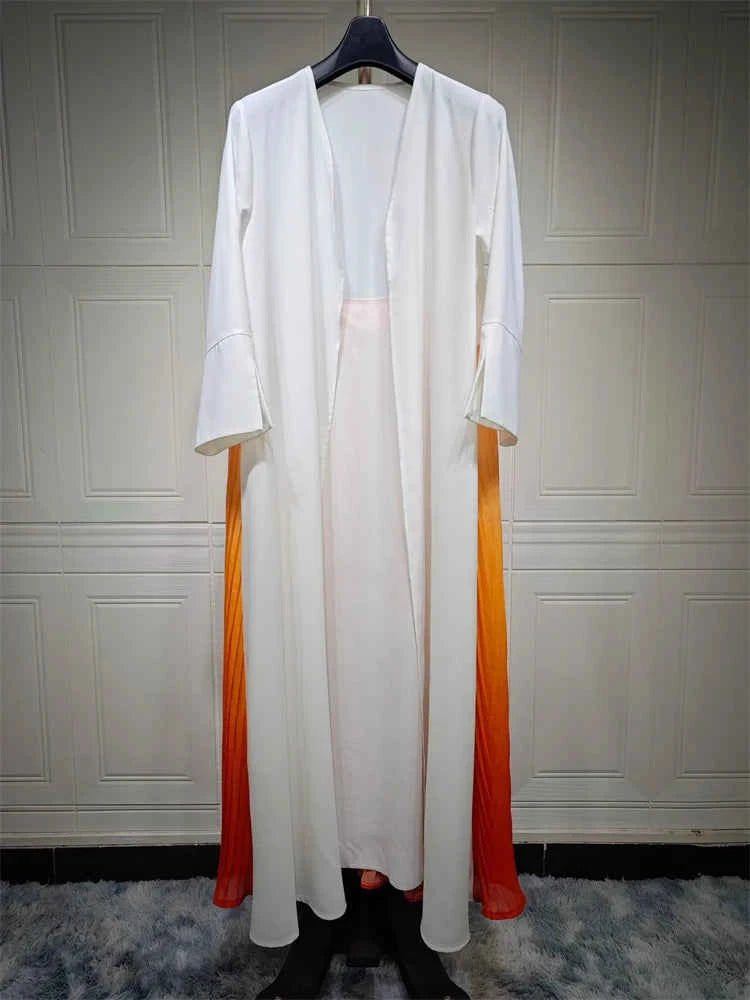 Open Chiffon Kimono Abaya – Flowing Layering Robe -  White / S -  Abaya Vida