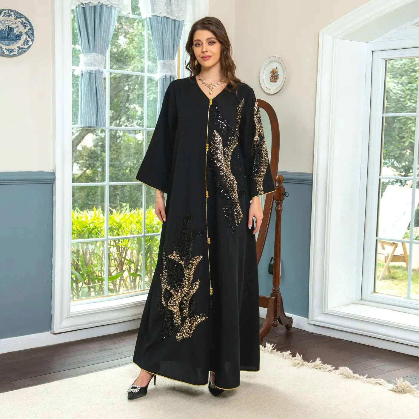 Patchwork Elegance Dubai Abaya – Structured Modest Party Wear -  S -  Abaya Vida