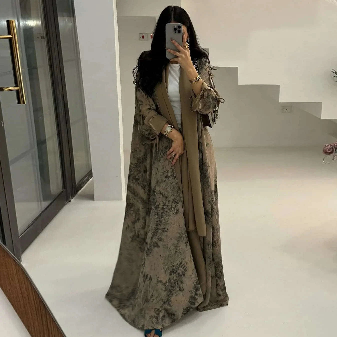 Printed Open Abaya – Vibrant Floral Print Modest Abaya -  S -  Abaya Vida
