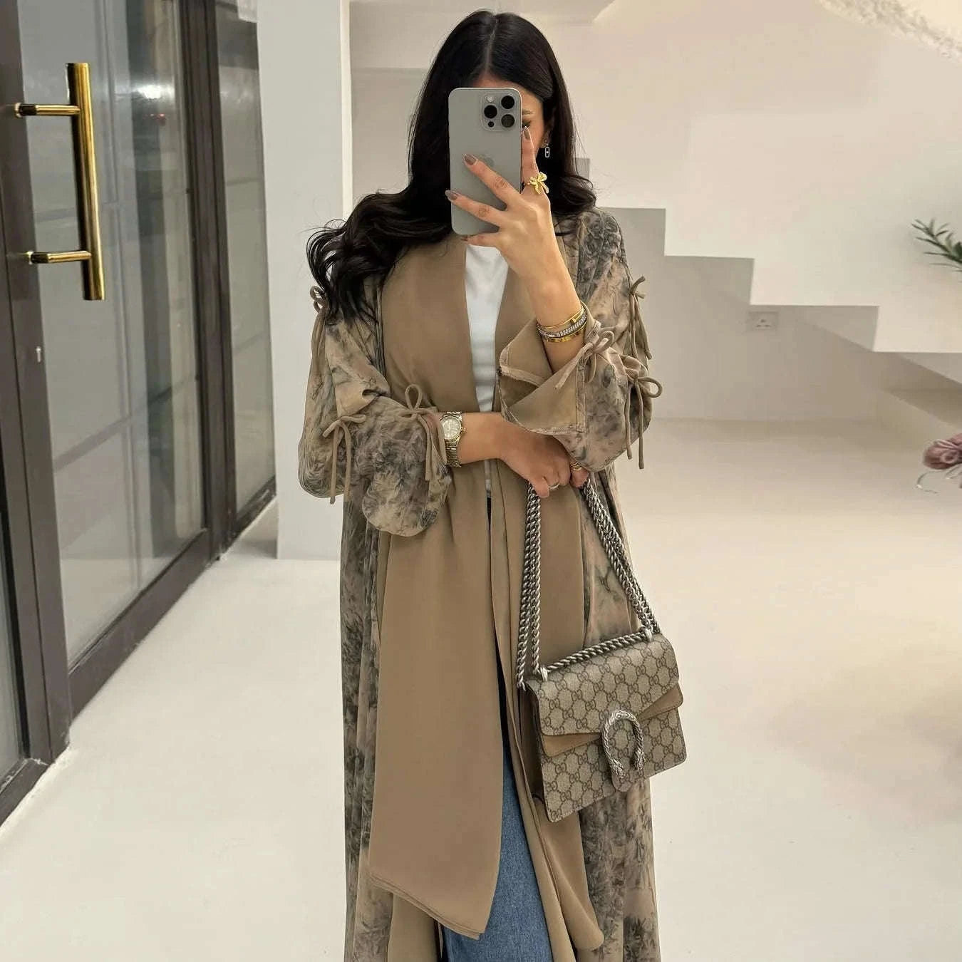 Printed Open Abaya – Vibrant Floral Print Modest Abaya -  S -  Abaya Vida