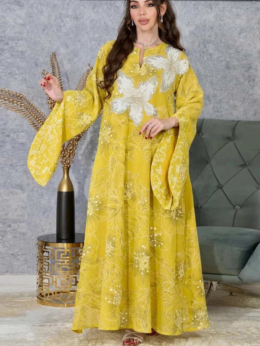 Royal Sequin Abaya – Sparkling Closed Occasion Maxi Abaya -  Light Blue / S -  Abaya Vida