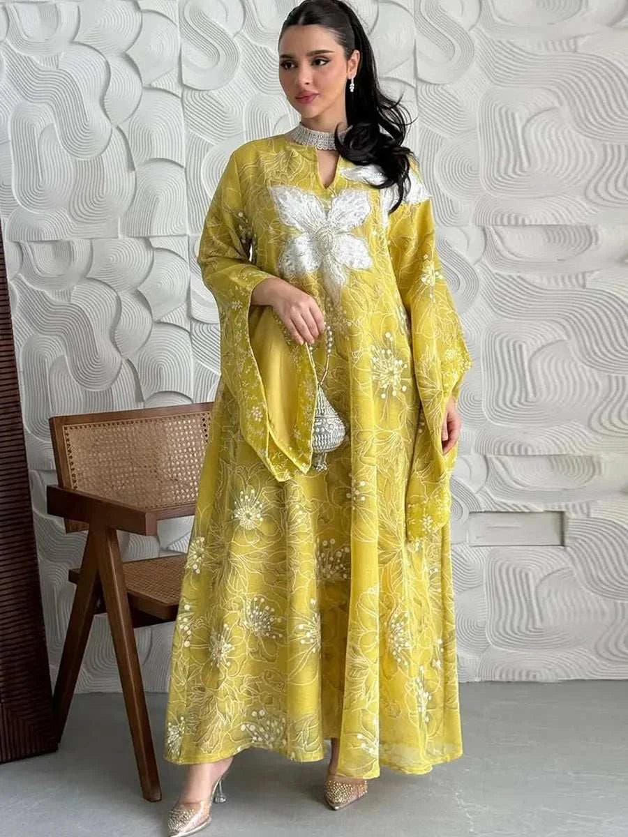 Royal Sequin Abaya – Sparkling Closed Occasion Maxi Abaya -  Light Blue / S -  Abaya Vida