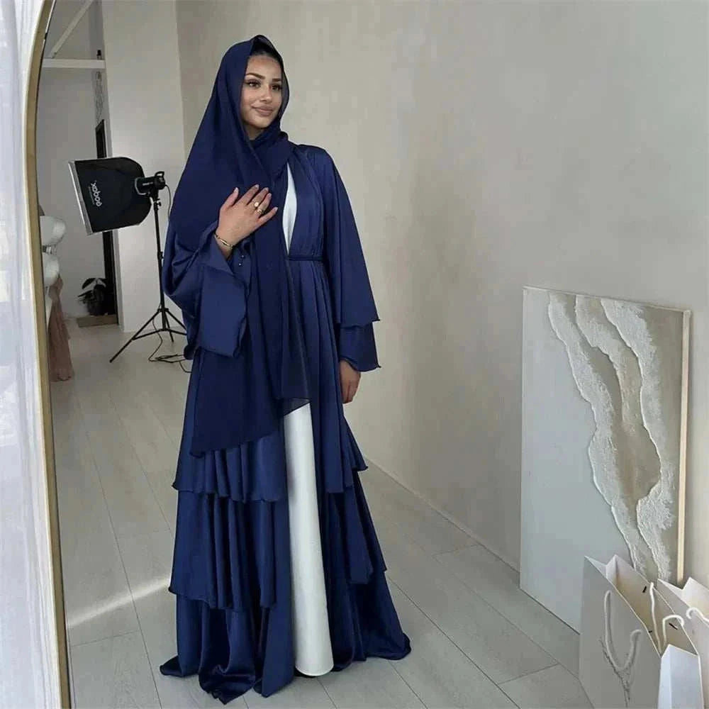 Satin Serenity Abaya – Flowing Open Butterfly Satin Abaya -  Light Green / S -  Abaya Vida