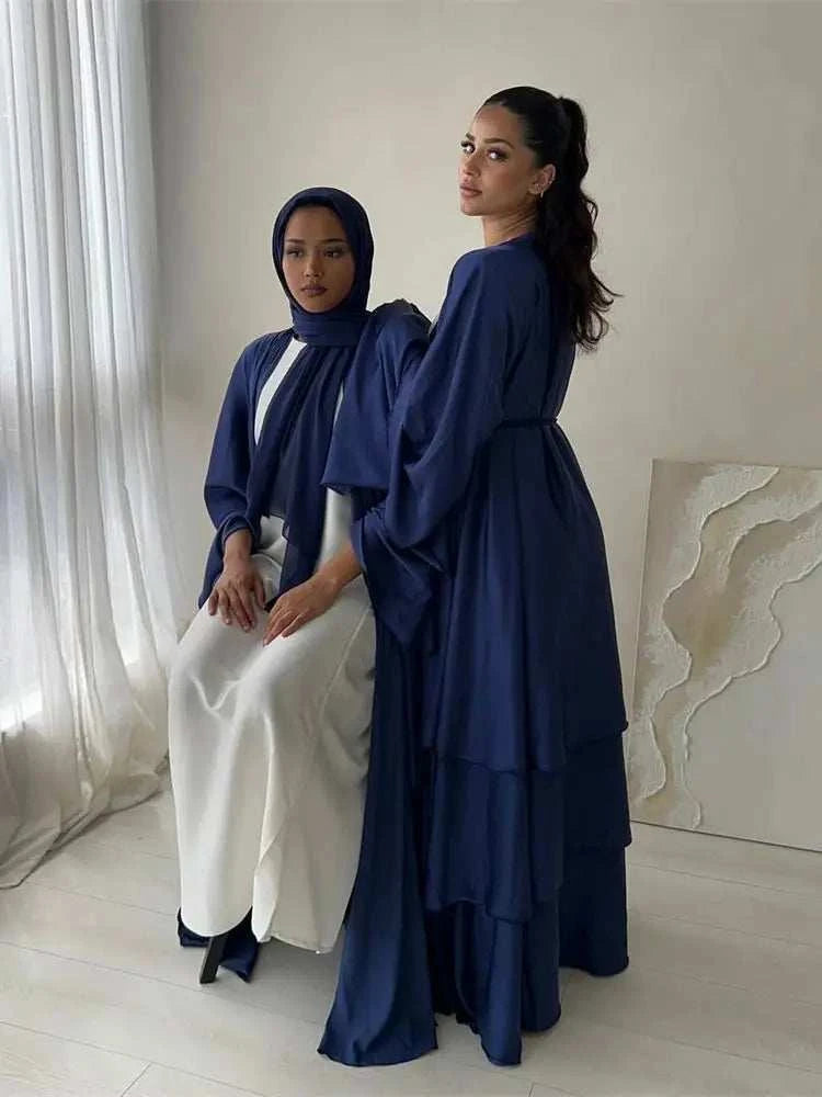 Satin Serenity Abaya – Flowing Open Butterfly Satin Abaya -  Light Green / S -  Abaya Vida
