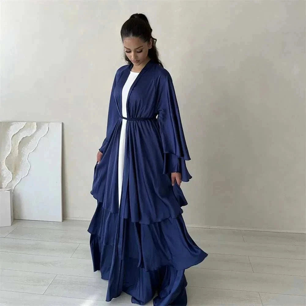 Satin Serenity Abaya – Flowing Open Butterfly Satin Abaya -  Light Green / S -  Abaya Vida
