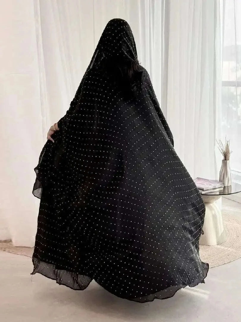 Wave Point Open Kimono Abaya – Black Layering Robe -  Default Title -  Abaya Vida