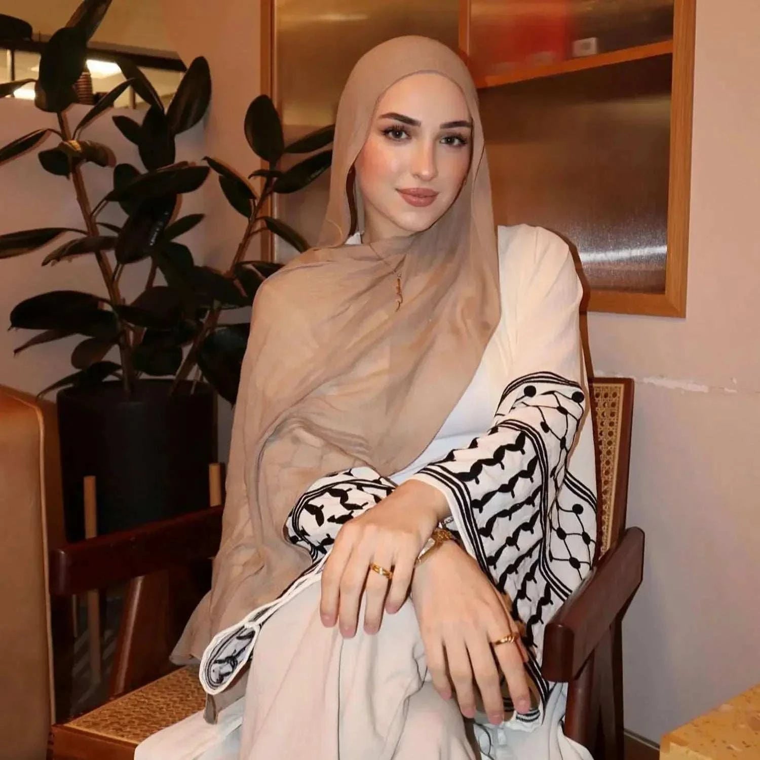 Zahra Embroidered Abaya – Belted Open Front Abaya in 7 Colours -  White / S -  Abaya Vida
