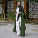 Arabian Knitted Abaya Coat – Textured Open Modest Cardigan -  Silver / S -  Abaya Vida