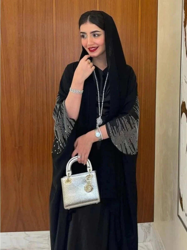 Elegant Diamond Party Abaya – Sparkling Open Eid Party Abaya -  Default Title -  Abaya Vida