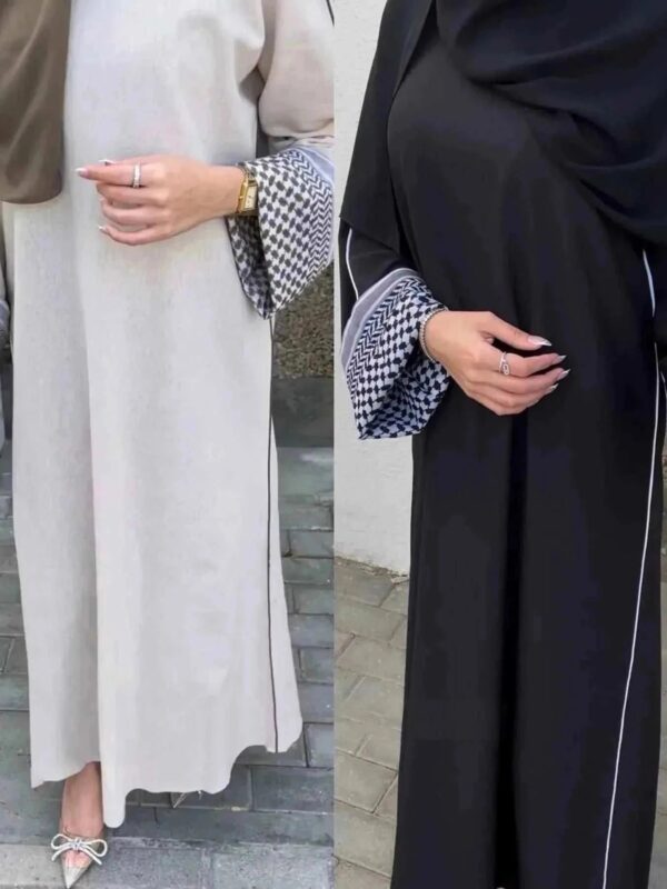 Elegant Studded Abaya – Chiffon Stud Embellished Evening Abaya -  Cream / S -  Abaya Vida