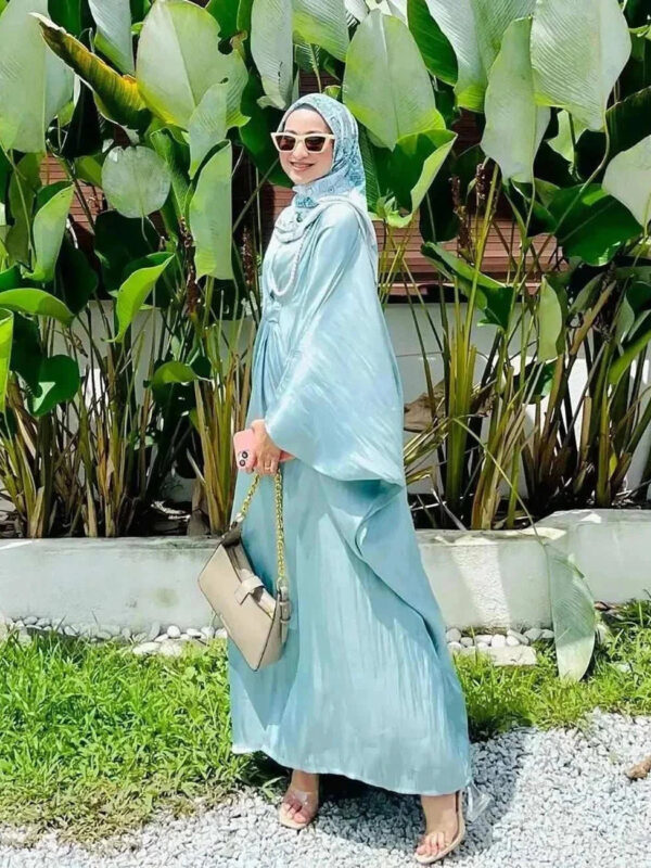 Malay Batwing Abaya – Minimalist Flow Everyday Abaya -  Light Blue -  Abaya Vida