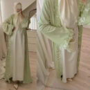 Embroidered Eid Cardigan Robe – Open Front Party Abaya in Green -  S -  Abaya Vida