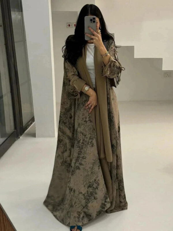 Printed Open Abaya – Vibrant Floral Print Modest Abaya -  S -  Abaya Vida
