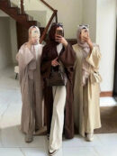 Cotton Linen Batwing Kimono Abaya for Women – Open Front Casual Cardigan Robe -  Khaki / S -  Abaya Vida