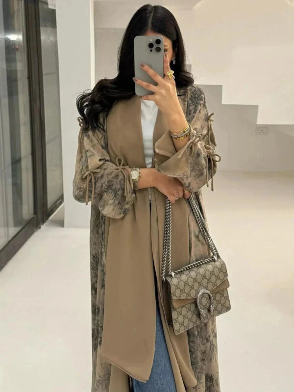 Printed Open Abaya – Vibrant Floral Print Modest Abaya -  S -  Abaya Vida
