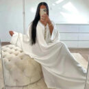 Crystal Batwing Diamond Abaya – Embellished Batwing Black & White -  Black -  Abaya Vida