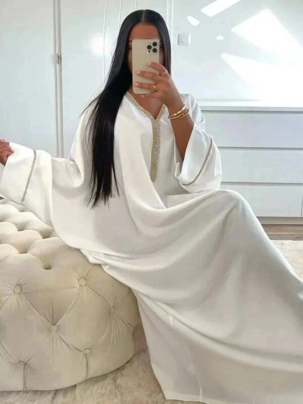 Crystal Batwing Diamond Abaya – Embellished Batwing Black & White -  Black -  Abaya Vida