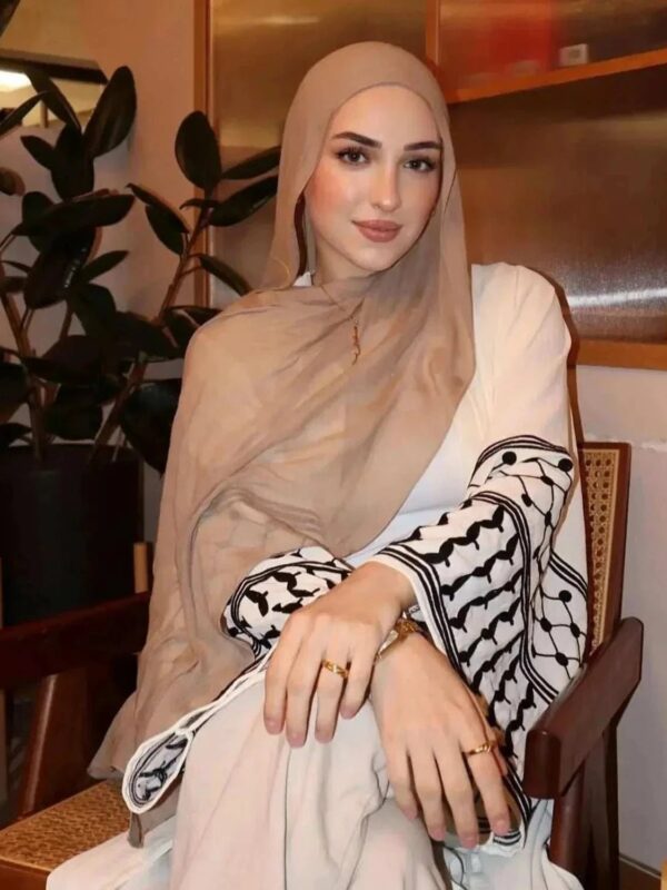 Zahra Embroidered Abaya – Belted Open Front Abaya in 7 Colours -  White / S -  Abaya Vida