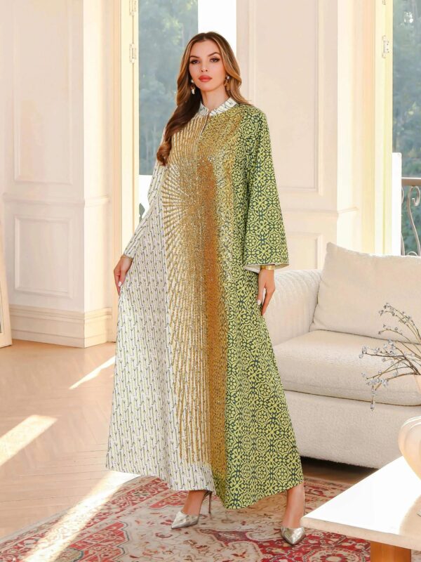 Patchwork Beaded Abaya – Geometric Embroidered Statement Maxi -  M -  Abaya Vida