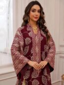 Crimson Gold Royal Abaya – Gold Embroidered Open Abaya in 5 Colours -  White / S -  Abaya Vida