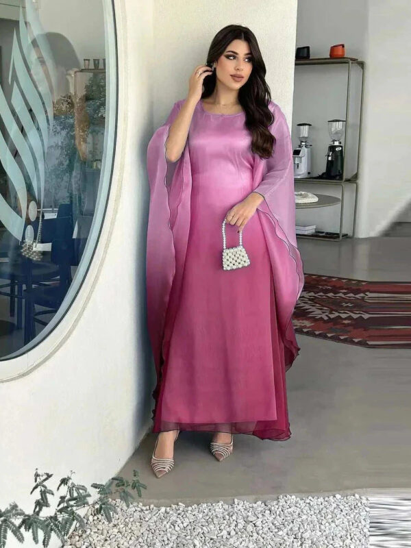 Gradient Satin Abaya Set – Modern Chic Layered Elegance -  Purple / S -  Abaya Vida