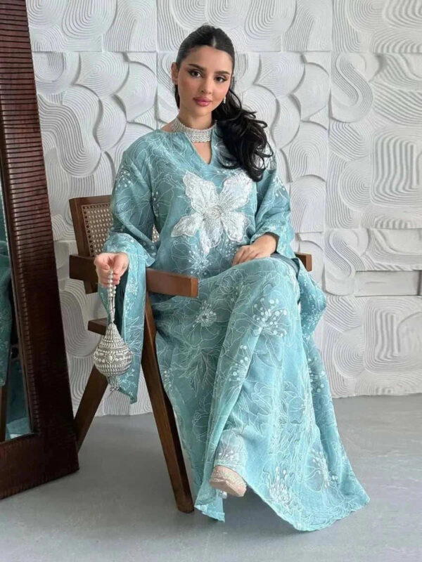 Royal Sequin Abaya – Sparkling Closed Occasion Maxi Abaya -  Light Blue / S -  Abaya Vida