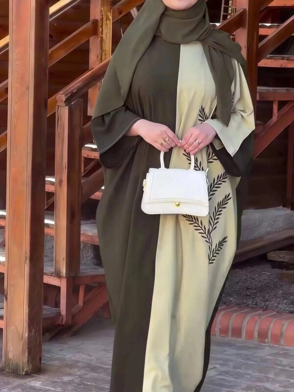 Luxury Olive Leaf Abaya – Two Tone Green Embroidered Maxi -  Default Title -  Abaya Vida