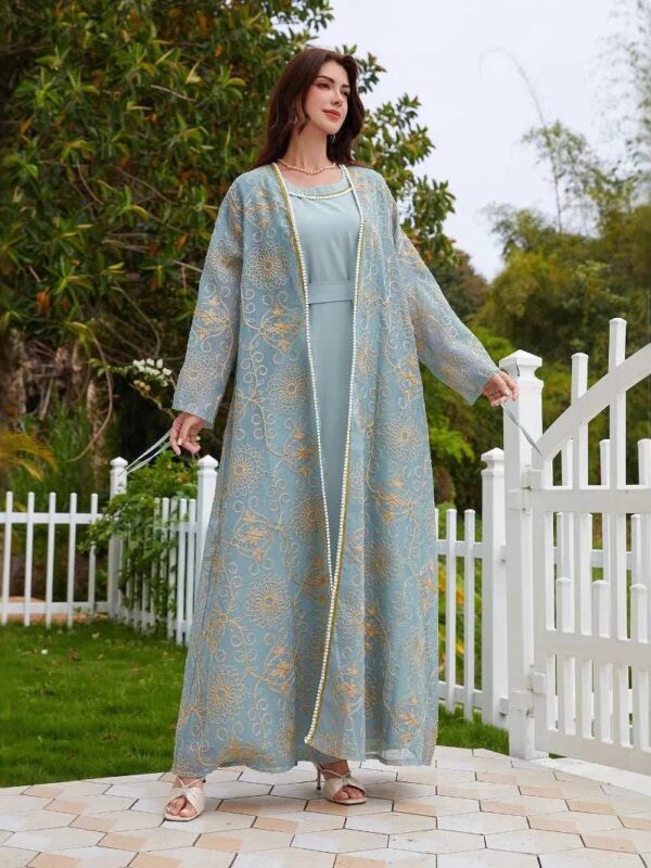 Twin Set Modest Abaya – Open Butterfly Two-Piece Eid Set -  S -  Abaya Vida