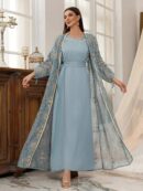 Green Floral Embroidered Abaya – Open Luxury Formal Abaya -  S -  Abaya Vida