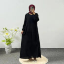 Printed Floral Maxi Prayer Dress – Side Pocket Robe -  Dark Green -  Abaya Vida