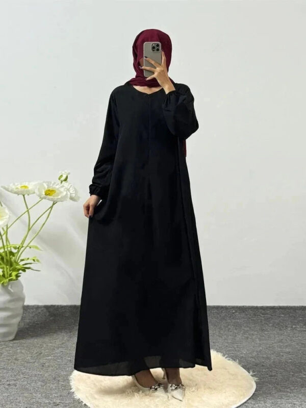 Printed Floral Maxi Prayer Dress – Side Pocket Robe -  Dark Green -  Abaya Vida