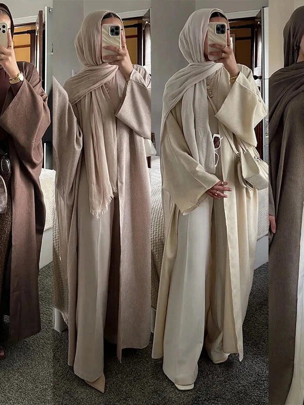 Eid Cardigan Robe – Wide Draped Open Front Abaya -  Black -  Abaya Vida