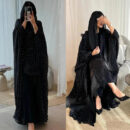 Luxurious Rhinestone Abaya Set with Headscarf – Draped Kaftan -  Default Title -  Abaya Vida