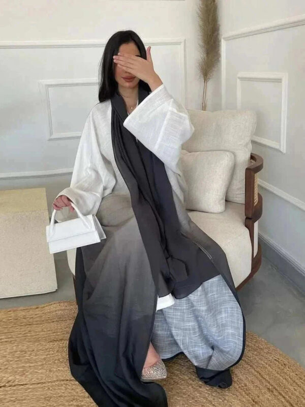 Gradient Shine Abaya Set – Shiny Modest Abaya with Matching Scarf -  Black -  Abaya Vida