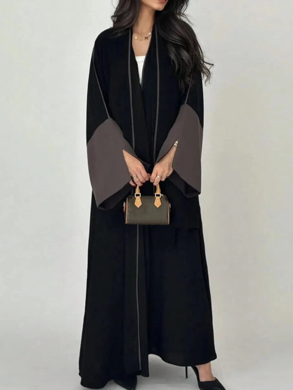 Middle Eastern Open Front Abaya – Full Sleeve Robe - Black | AbayaVida