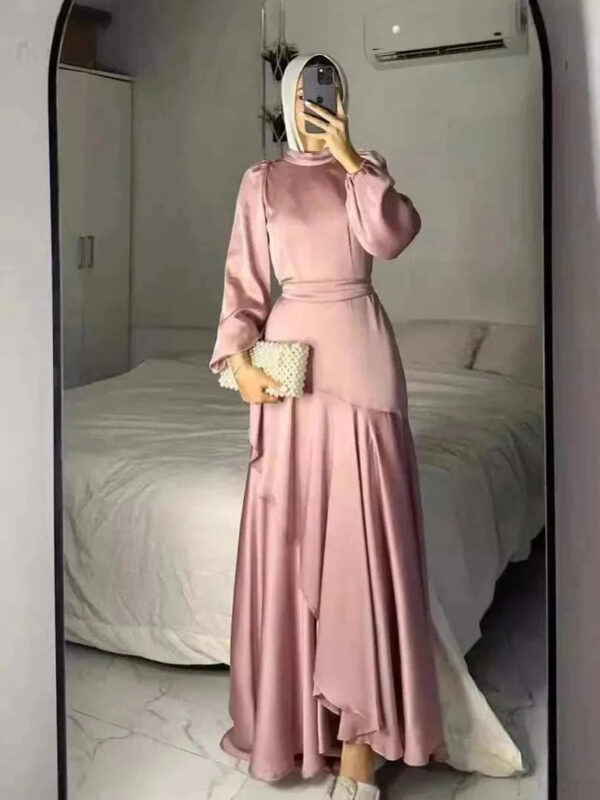 Elegant Maxi Dress – Modest Long Dress for Eid & Ramadan -  Pink / S -  Abaya Vida