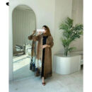 Vintage Trench-Style Abaya Cardigan – Adjustable Waist Robe, One Size - Title Default Title | AbayaVida