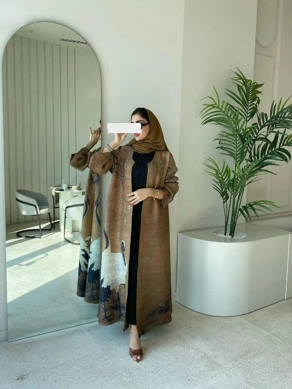 Vintage Trench-Style Abaya Cardigan – Adjustable Waist Robe, One Size - Title Default Title | AbayaVida
