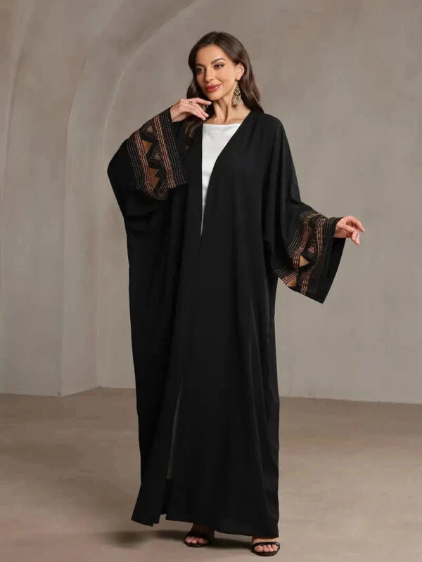 Embroidered Moroccan Kaftan – Traditional Eid Kaftan Abaya -  Black -  Abaya Vida