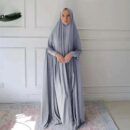 Full Cover Bat Sleeve Hooded Abaya – Pullover Prayer Gown -  Dark Purple / S -  Abaya Vida