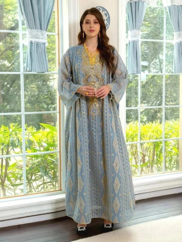 Regal Beaded Embroidered Abaya – Luxury Occasion Modest Wear -  Light Green / S -  Abaya Vida