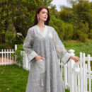 Tassel Charm Saudi Abaya – Luxury Fringe Formal Modest Wear -  Beige White / S -  Abaya Vida